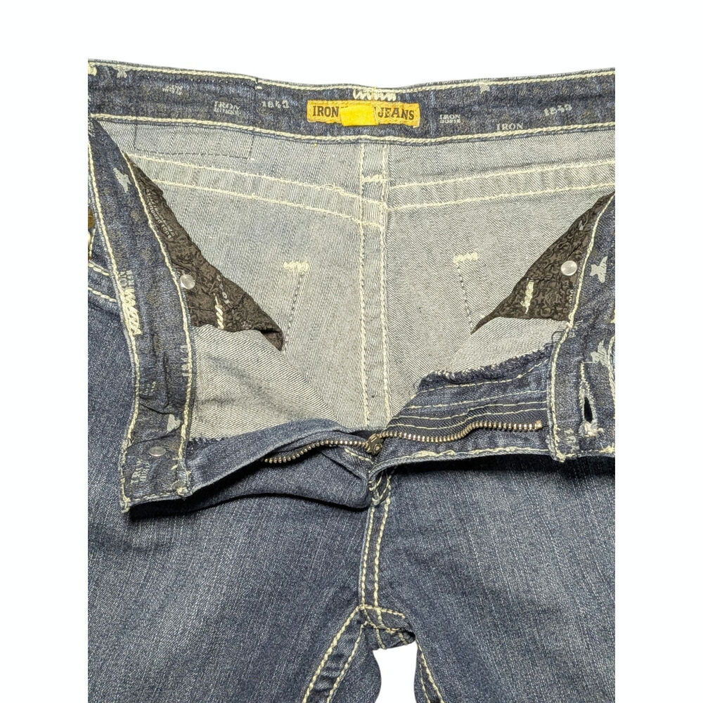 Iron Horse Jeans Size 8 Women's Cross Stitch Pockets Thick Stitch Bootcut Y2K - Picture 9 of 13